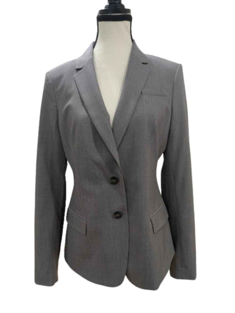 Banana Republic Womens Blazer Size 10 Gray Wool Blend Tailored Two Button Career